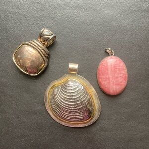 Elegant Silver and Pink Stone Pendant Set
